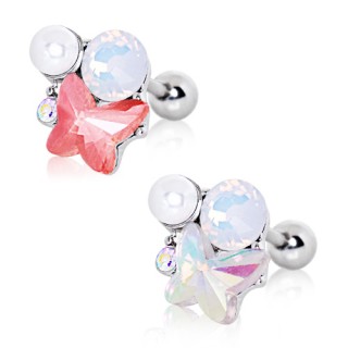 Piercing cartilage tragus helix � papillon perle et pierres