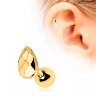 Piercing cartilage tragus h�lix plaqu� or � larme facett�e