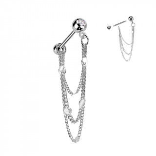 Piercing cartilage � trio de chaines (h�lix, conch...)