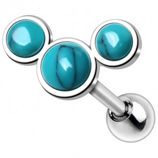 Piercing cartilage triple turquoise (h�lix, flat)