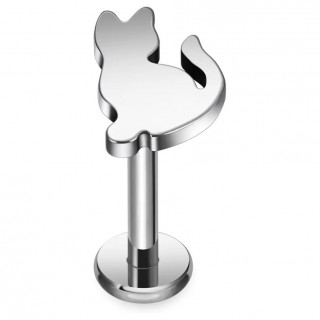 Piercing chat assis en Titane � filetage interne (l�vre et oreille)