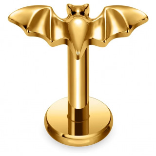 Piercing chauve-souris Titane dor� � filetage interne (l�vre et oreille)