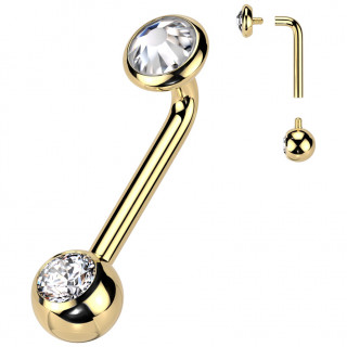 Piercing christina en Titane dor� (ASTM F-136) � disque zirconium