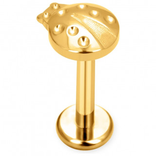 Piercing Coccinelle en Titane dor� pour l�vre et oreille (� filetage interne)