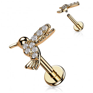 Piercing colibri Cuivr� pav� de strass (l�vre, h�lix, flat...)