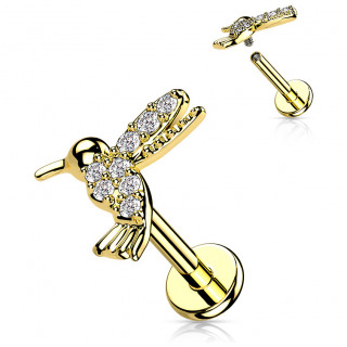 Piercing colibri Dor� pav� de strass (l�vre, h�lix, flat...)