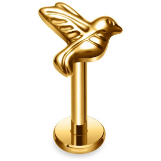 Piercing colombe en Titane dor� � filetage interne (l�vre et oreille)