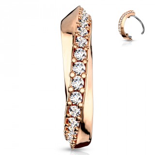 Piercing courb� nez cuivr� � ligne de strass diagonale