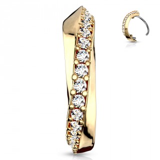 Piercing courb� nez dor� � ligne de strass diagonale