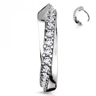 Piercing courb� nez � ligne de strass diagonale