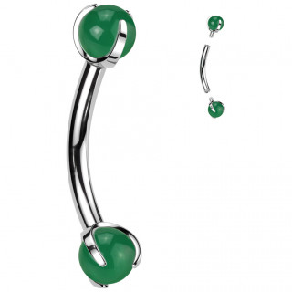 Piercing courb� Titane � perles de Jade (arcade, rook...)