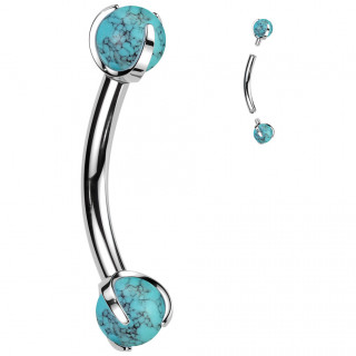 Piercing courb� Titane � perles de Turquoise (arcade, rook...)