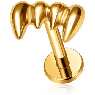 Piercing crocs de vampire en Titane dor� pour l�vre et oreille (� filetage interne)