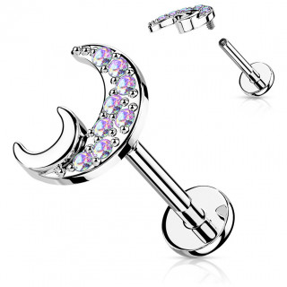 Piercing croissants de lune � tige labret filetage interne (l�vre, h�lix...) - Aurore Bor�ale