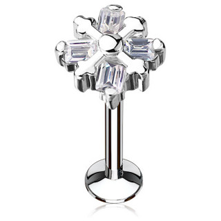 Piercing croix patt�e � rectangles strass (l�vre, cartilage)