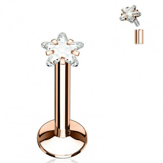 Piercing cuivr� � strass �toil� et filetage interne (l�vre, cartilage...)