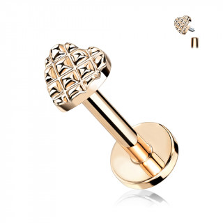 Piercing cuivr� coeur capitonn� (l�vre, cartilage oreille...)