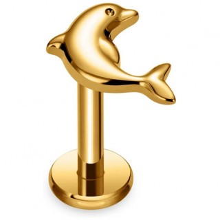 Piercing Dauphin en Titane dor� � filetage interne (l�vre et oreille)