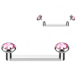 Piercing de surface Titane � diques avec cristal rose