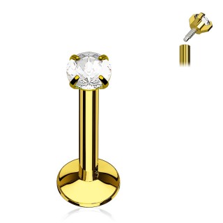 Piercing dor� � strass rond et filetage interne (l�vre, cartilage...)