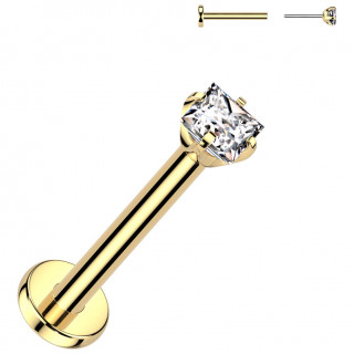 Piercing dor� � Zirconium carr� en Titane push-in (nostril, l�vre et oreille)