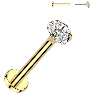 Piercing dor� � Zirconium coeur en Titane push-in (nostril, l�vre et oreille)