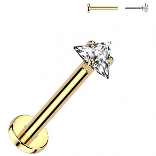 Piercing dor� � Zirconium triangle en Titane push-in (nostril, l�vre et oreille)