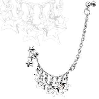 Piercing double tragus et cartillage � chaine et �toile