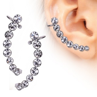Piercing duo cartilage et lobe � enfilade de strass