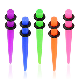 Piercing �carteur acrylique teint� fluo type tapers