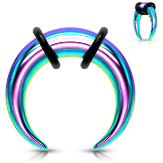Piercing �carteur arc en ciel en acier style corne de buffle