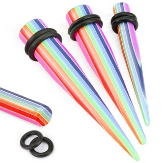 Piercing �carteur � bandes arc en ciel type tapers