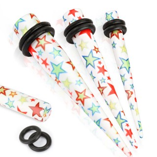 Piercing �carteur blanc � �toiles multicolores type tapers