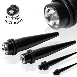 Piercing �carteur noir type tapers � extr�mit� sertie