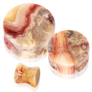 Piercing �carteur plug pierre Agate "Crazy Lace"