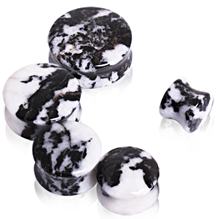 Piercing �carteur plug pierre jaspe z�br�