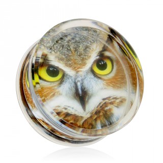 Piercing �carteur plug transparent avec hibou