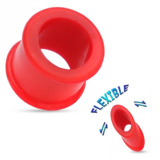 Piercing �carteur tunnel silicone ultra flexible rouge
