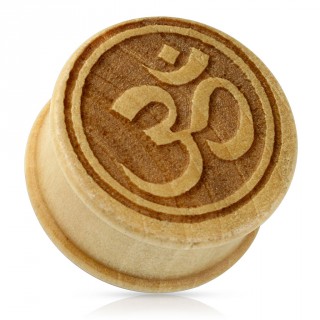 Piercing �carteur type plug en bois beige avec symbole Ohm