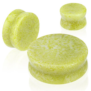 Piercing �carteur type plug en pierre Jade citron