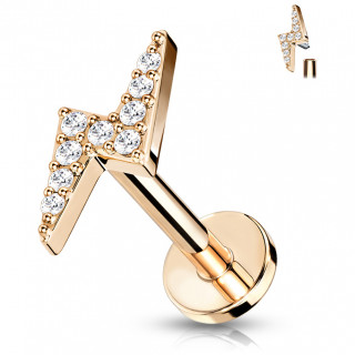Piercing �clair cuivr� pav� de strass (l�vre, cartilage oreille...)