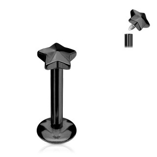 Piercing �toile en acier noir � filetage interne (l�vre, cartilage...)