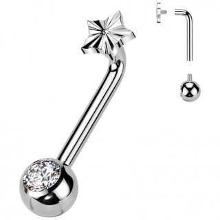 Piercing Etoile et boule zirconium intime f�minin christina en Titane (ASTM F-136)