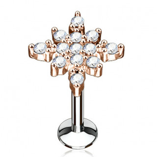 Piercing �toile nova cuivr�e pav�e de strass (l�vre, cartilage)