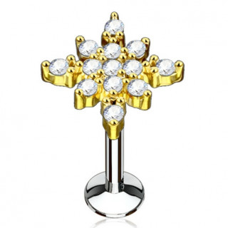 Piercing �toile nova dor�e pav�e de strass (l�vre, cartilage)