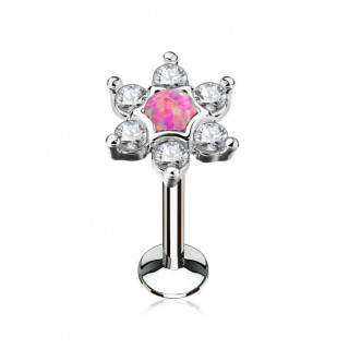 Piercing �toile strass et opale rose (l�vre, cartilage)