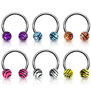 Piercing fer � cheval � boules tigr�es