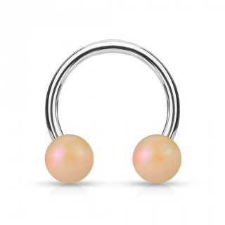 Piercing fer � cheval � perles "p�che" mat