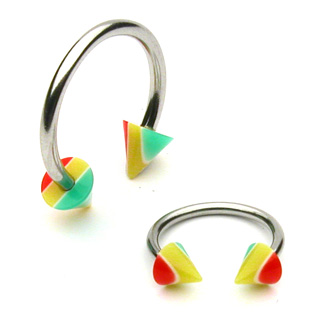Piercing fer � cheval � pointes Rasta Jamaique