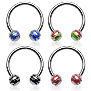 Piercing fer � cheval Striped Balls